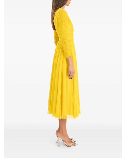 Ana Radu Yellow Long-Sleeved Midi Dress