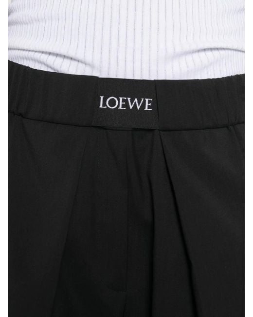 Loewe Black Logo-Patch Pleated Trousers