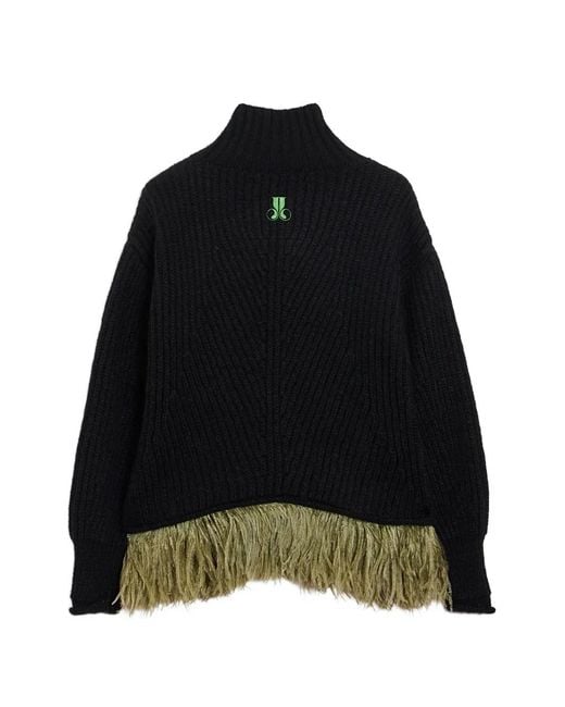LaDoubleJ Black High Kick Pullover (Mit Federn)