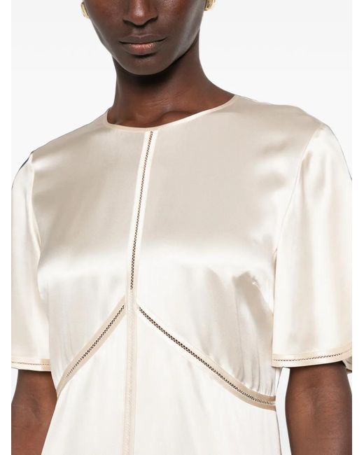 Joseph White Faggoting-Trimmed Satin Midi Dress