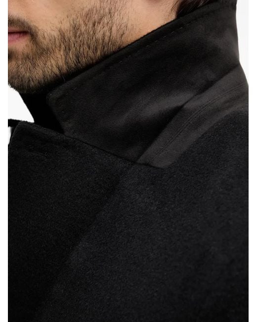 Sisley Black Notched-Lapels Single-Breasted Coat for men