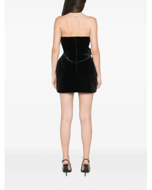 Adamaris Black Rose-Detail Strapless Mini Dress