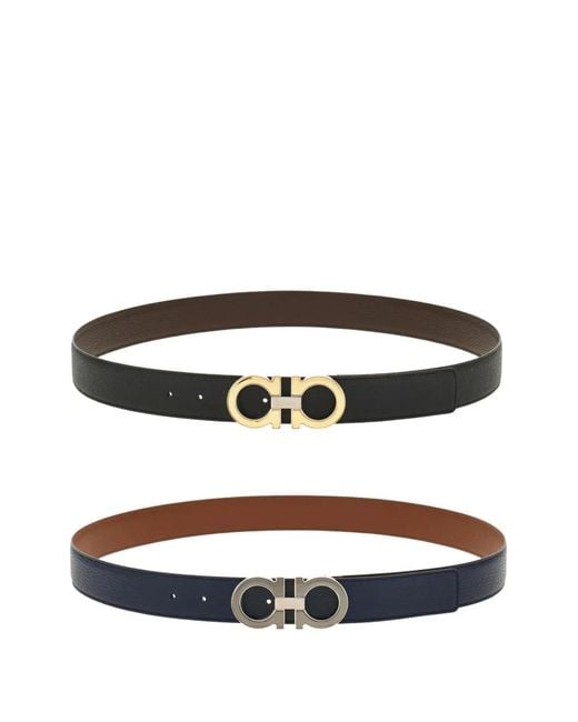 Ferragamo White Reversible Gancini-Buckle Belt for men