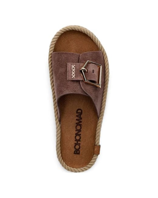 Bohonomad Brown Buckle-Fastening Rope-Trimmed Sandals