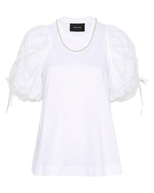 T-shirt con dettaglio perline di Simone Rocha in White