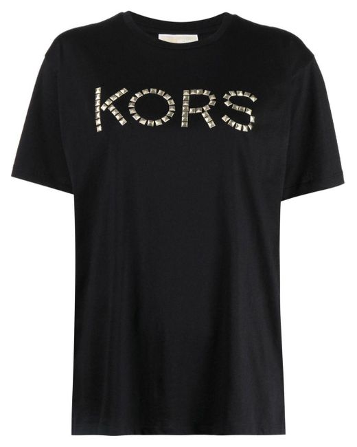 MICHAEL Michael Kors Studded Organic Cotton T-shirt in Black | Lyst Canada