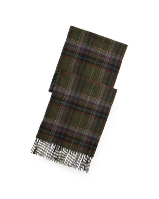 Polo Ralph Lauren Black Tartan Fringe Wool Scarf for men