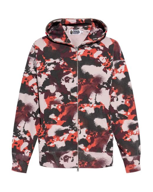 A Bathing Ape Red Camouflage-Print Hoodie for men
