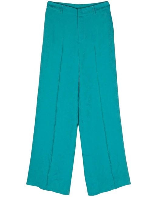 PT Torino Blue Floral-jacquard Wide-leg Trousers