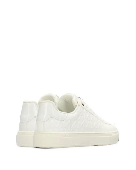 Mexx White Monogram-Embossed Platform Sneakers