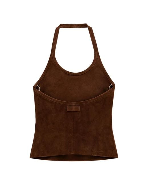 Stouls Brown Cherry Open-Back Halterneck Top