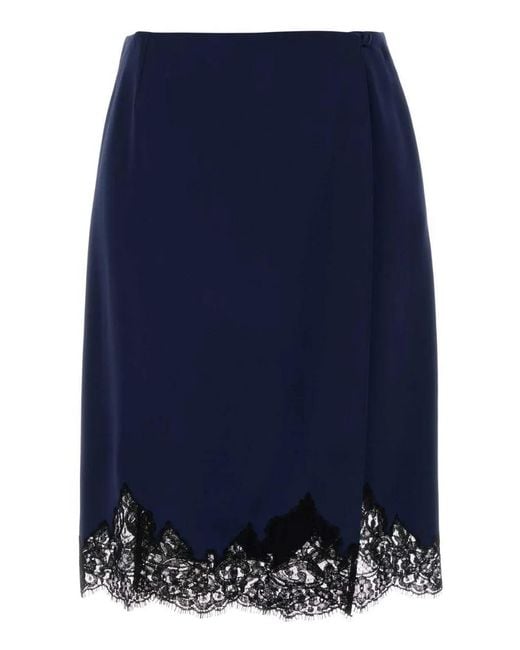 Stella McCartney Satijnen Midi-Rok Met Kanten Afwerking in het Blue