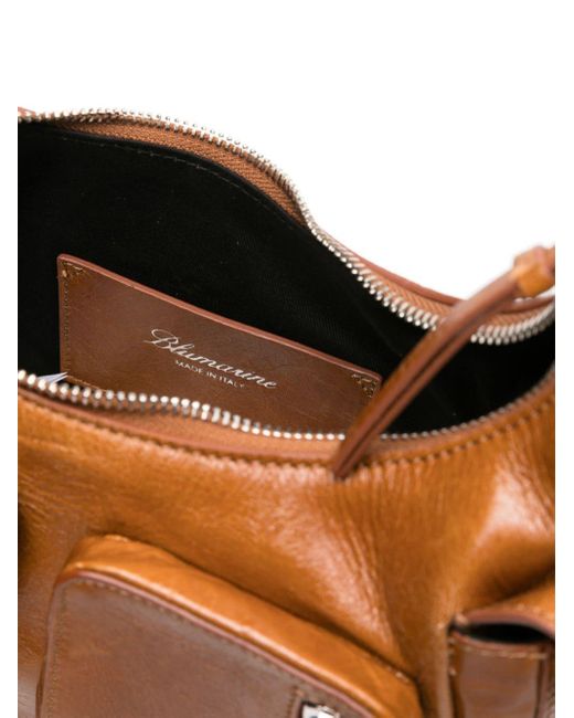 Blumarine Brown Cargo Leather Shoulder Bag