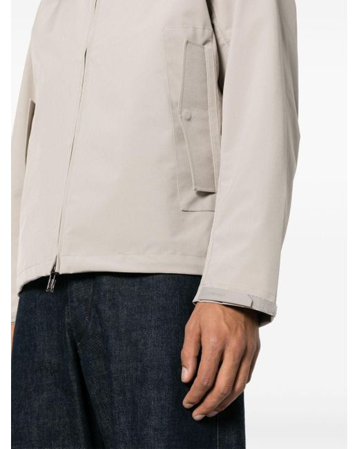 Emporio Armani White Gabardine-weave Hooded Jacket for men