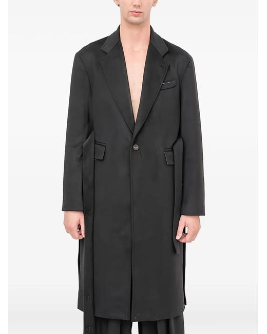 Setchu Black Belted Coat for men