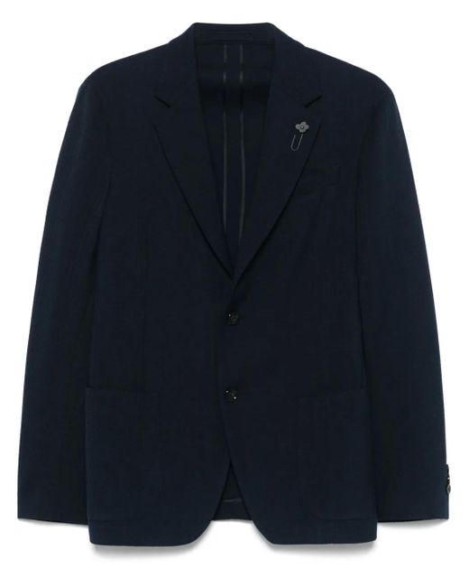 Lardini Blue Brooch-Detail Blazer for men