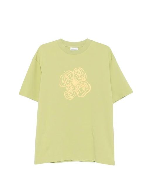 Drole de Monsieur Yellow T-Shirt À Fleurs for men