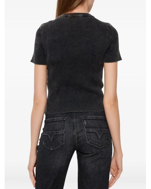 DIESEL M-Anchor-Ss Geribbeld T-Shirt Met Logo in het Black