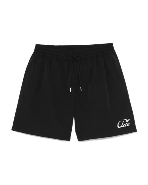 Arte' Black Birds-Logo Shorts for men