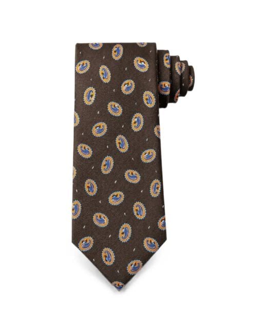 Bona Furtuna White Paisley-Print Tie for men