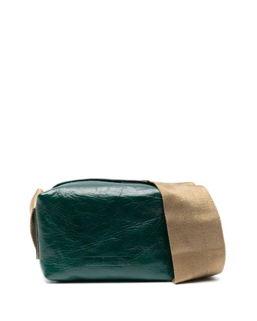 Uma Wang Green Logo-debossed Leather Shoulder Bag