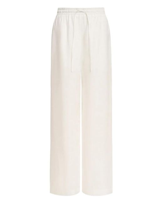 12 STOREEZ White Drawstring Linen Trousers