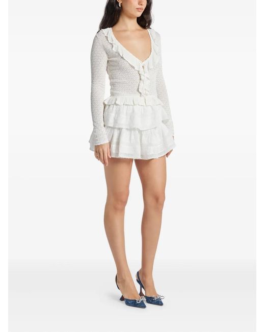 LoveShackFancy White Nilah Ruffled Mini Dress