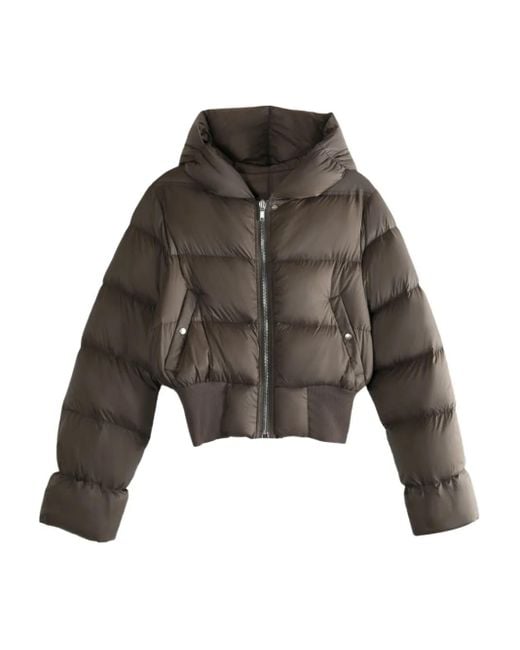 Rick Owens Brown Hooded Puffer Jacket