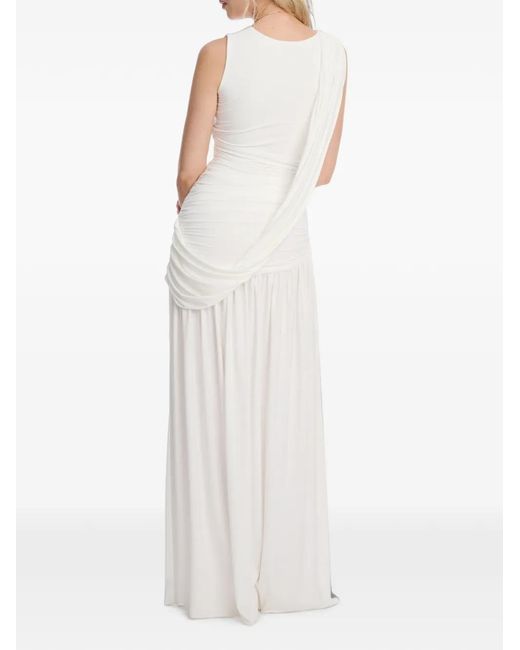 Axel 113 White Isabell Ruched Sleeveless Maxi Dress
