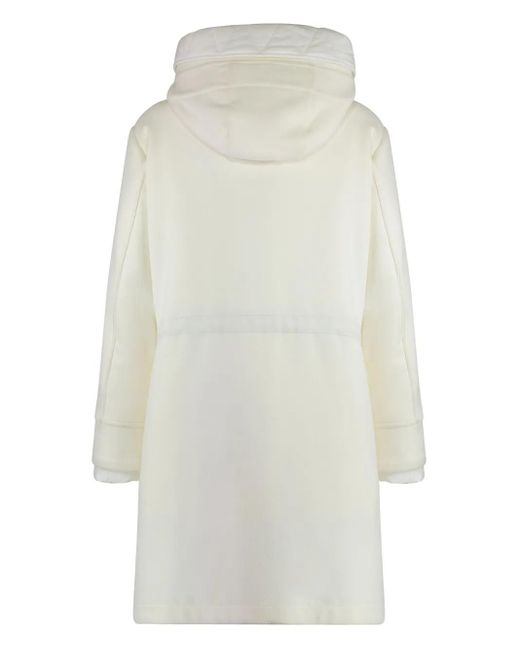 Moorer White Hooded Single-Breasted Coat