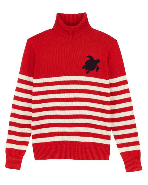 Vilebrequin Flegere Pullover mit Intarsien-Logo in Red für Herren
