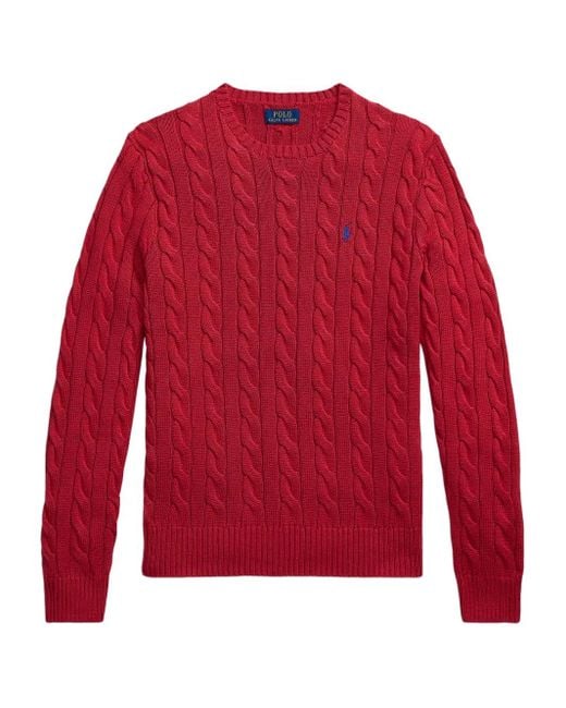 Pull À Maille Torsadé En Coton Polo Ralph Lauren pour homme en coloris Red