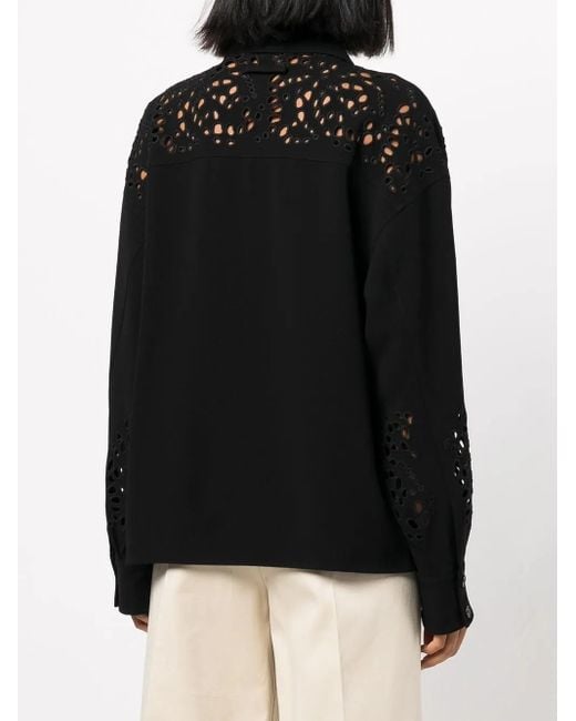 Proenza Schouler Black Broderie Anglaise Crepe Shirt