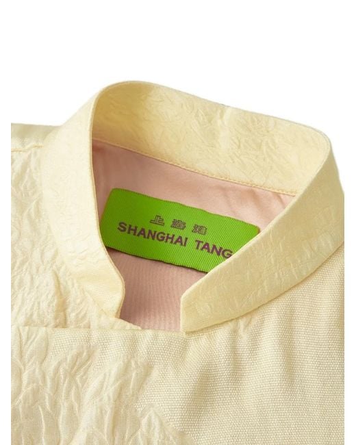 Shanghai Tang White Patterned-Jacquard Qipao Dress