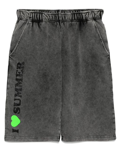 Joshua Sanders Black Slogan Print Shorts for men