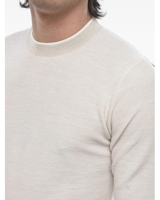 Paolo Pecora White Crew-Neck Long-Sleeved Sweater for men