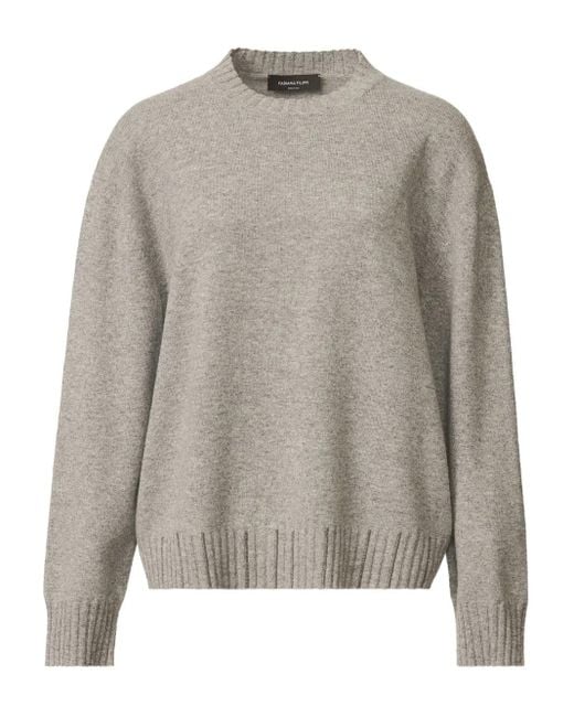 Fabiana Filippi Gray Ribbed-Trim Sweater
