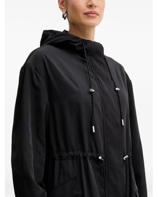Trussardi Black Drawstring-Waist Parka Coat