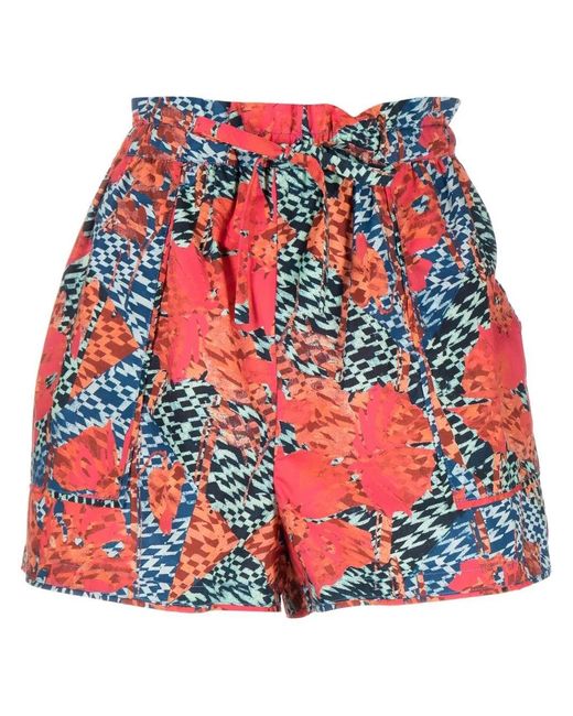 Ulla Johnson Red Edlyn High-Waist Mini Shorts