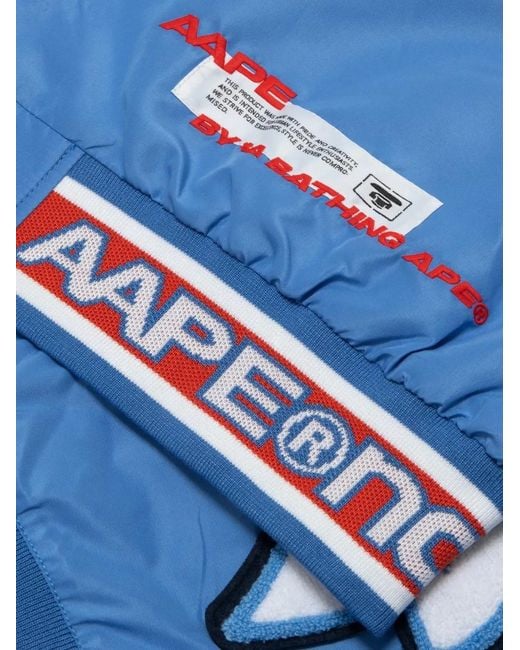 Aape By A Bathing Ape Blue Moonface Patch Jersey Baseball Jacket for men