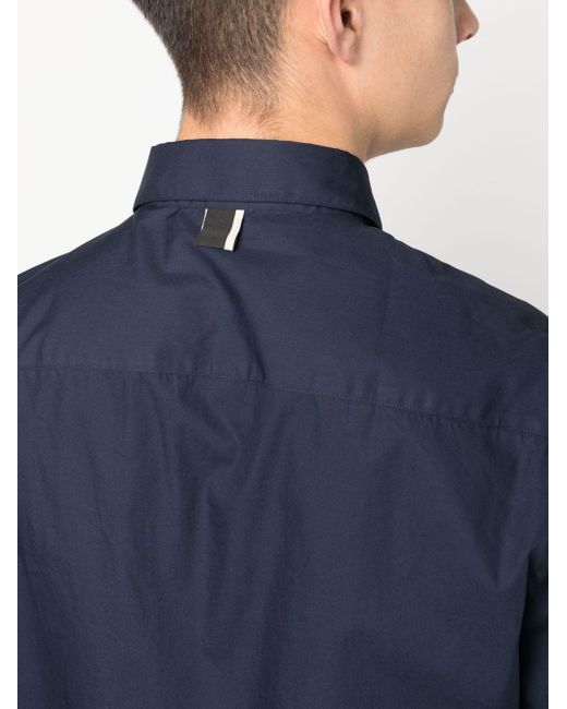 Low Brand Blue Short-sleeve Utility Shirt for men