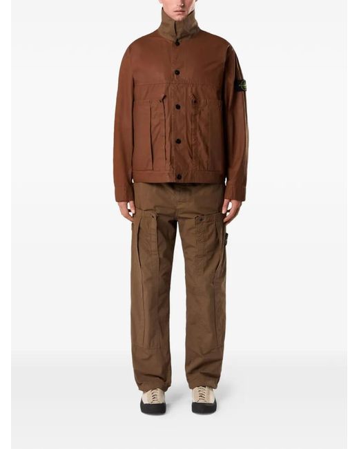 Stone Island Brown Button Patch Jacket for men