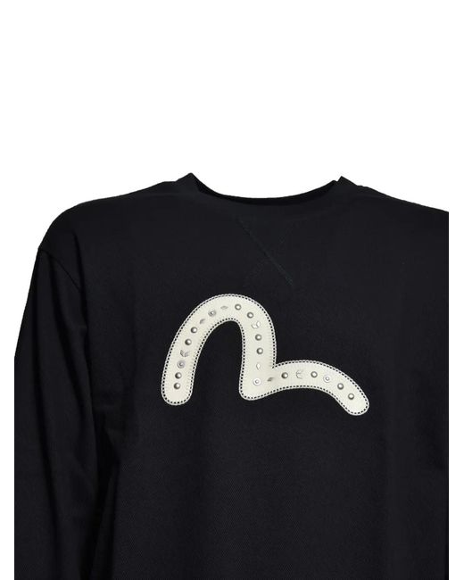 Evisu Black Seagull-Patch Sweater for men