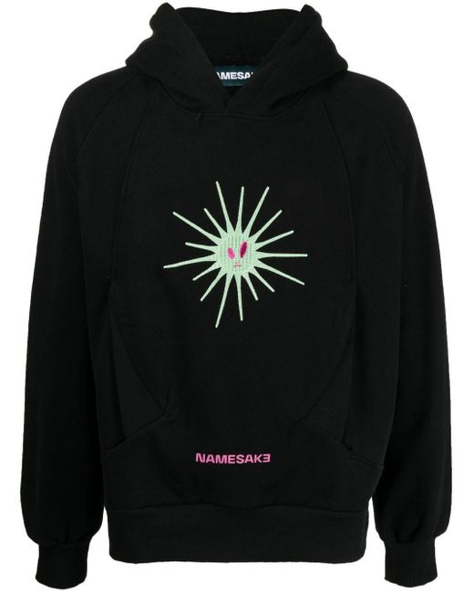 NAMESAKE Black Joey Off Court Embroidered Hoodie for men