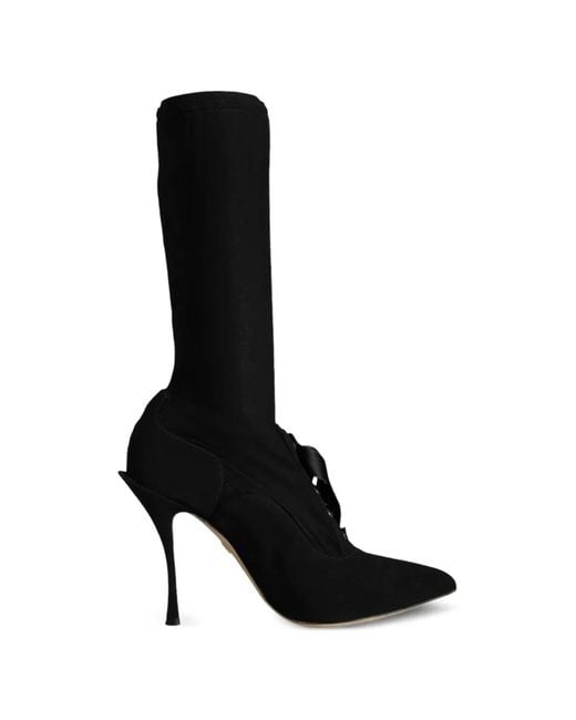 Dolce & Gabbana Black Lace-Up Heeled Boots