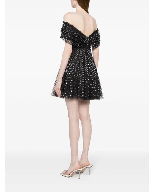 Needle & Thread Black Schulterfreies Grace Gloss Minikleid