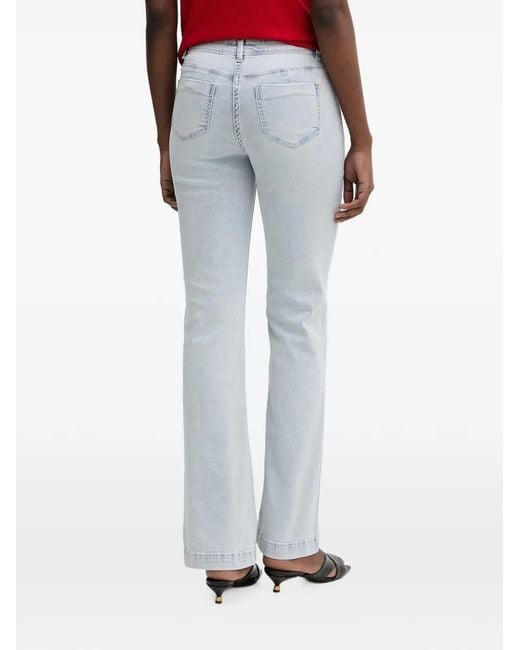Morgan Blue Button-Detail Flared Jeans