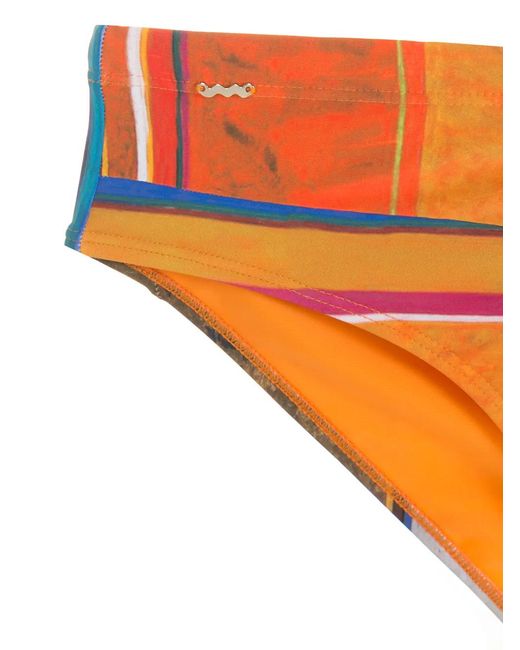 Amir Slama Orange Eco Print High-Leg Swimming Trunks for men