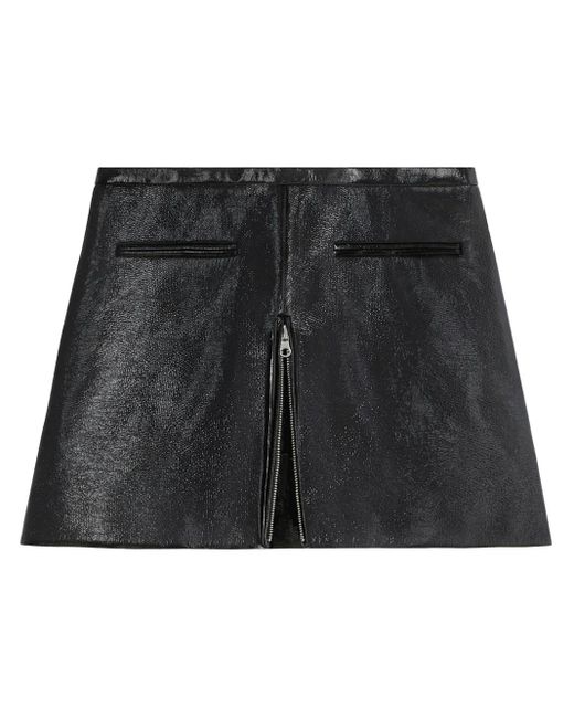 Courreges Black Heritage Cotton Miniskirt With Zipper And Pockets