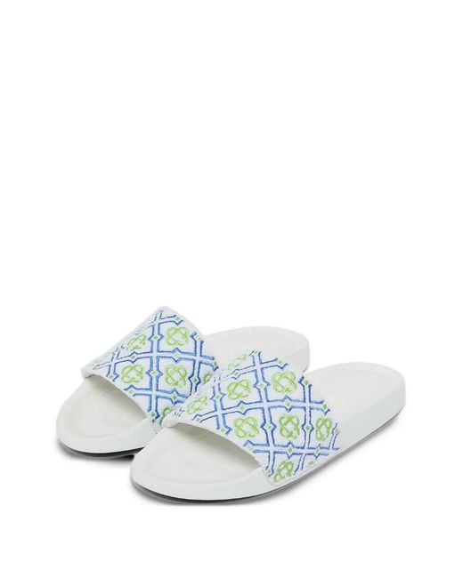 CASABLANCA Monogram Pattern Slides in White | Lyst